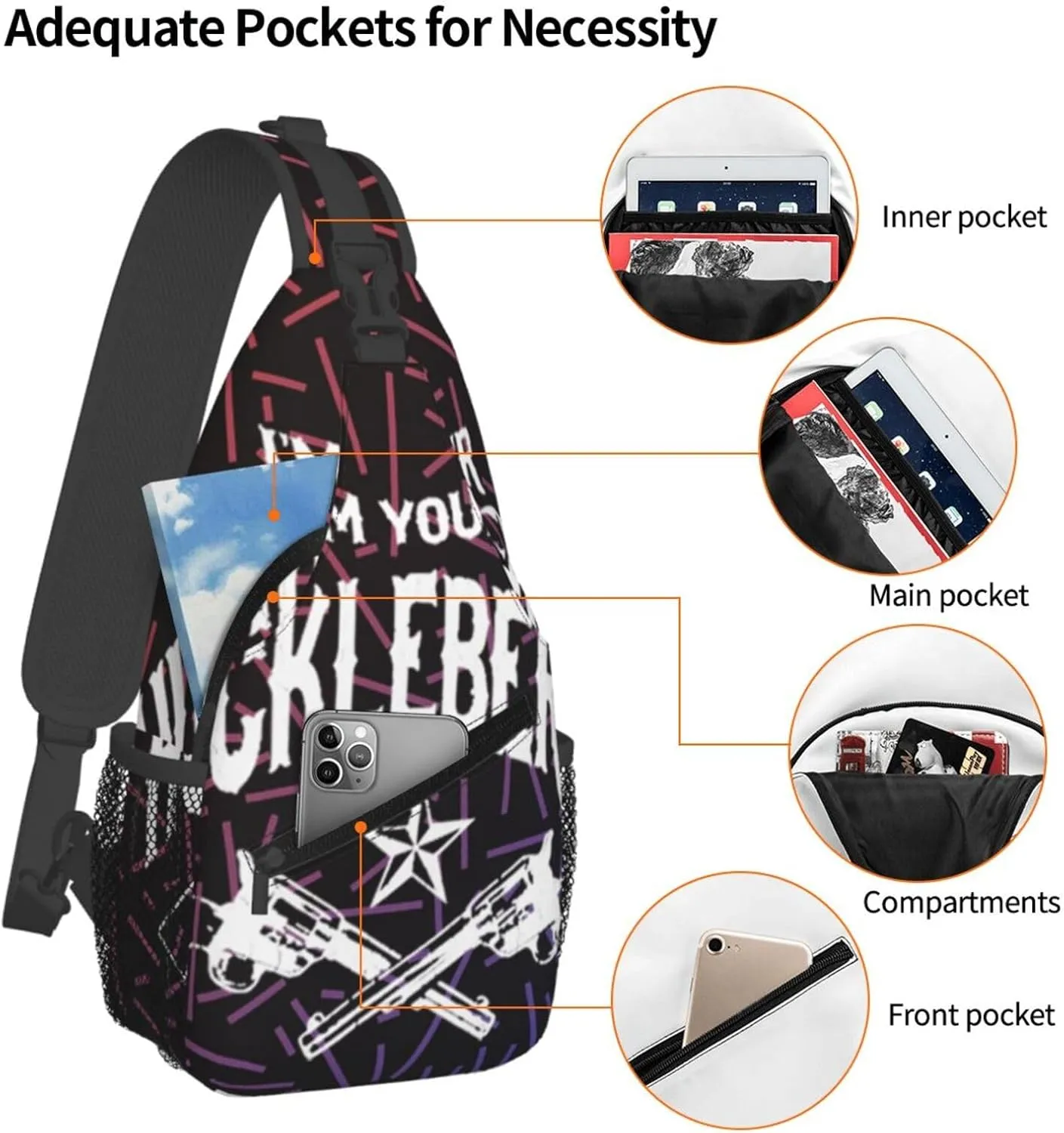 I'M Your Huckleberry- Crossbody For Men Women Sling Chest Bag Shoulder Bag Lightweight One Strap Backpack Multipurpose Travel Hiking Daypack