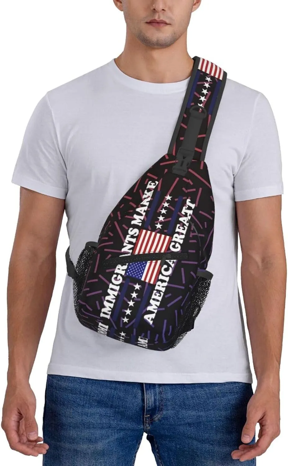 Immigrants Make America Great Small Crossbody Backpack Sling Bag For Men Women Mini One Shoulder Chest Bags Gym Sport Travel Hiking Daypack