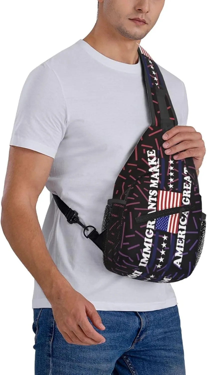 Immigrants Make America Great Small Crossbody Backpack Sling Bag For Men Women Mini One Shoulder Chest Bags Gym Sport Travel Hiking Daypack
