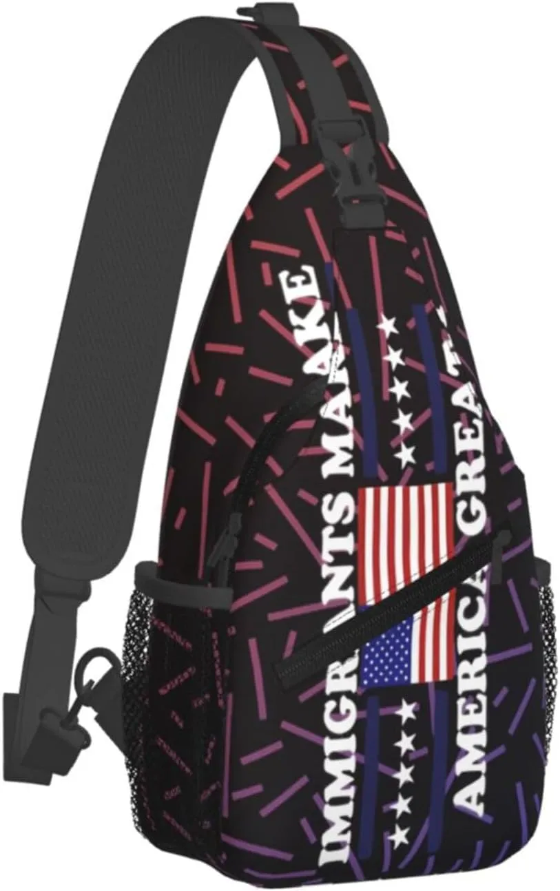 Immigrants Make America Great Small Crossbody Backpack Sling Bag For Men Women Mini One Shoulder Chest Bags Gym Sport Travel Hiking Daypack