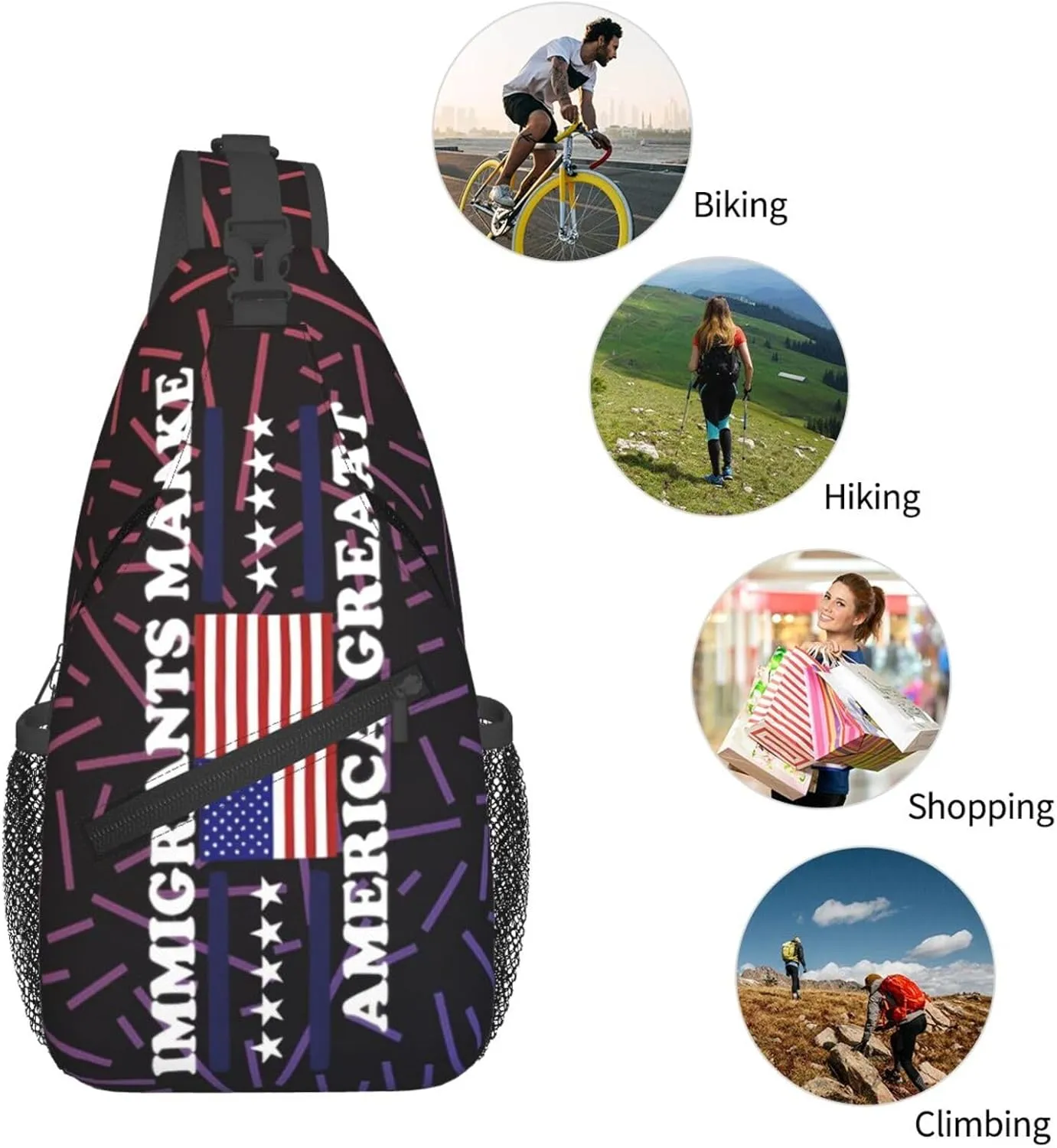 Immigrants Make America Great Small Crossbody Backpack Sling Bag For Men Women Mini One Shoulder Chest Bags Gym Sport Travel Hiking Daypack