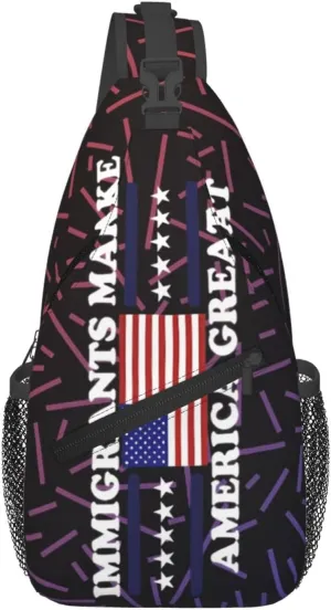 Immigrants Make America Great Small Crossbody Backpack Sling Bag For Men Women Mini One Shoulder Chest Bags Gym Sport Travel Hiking Daypack