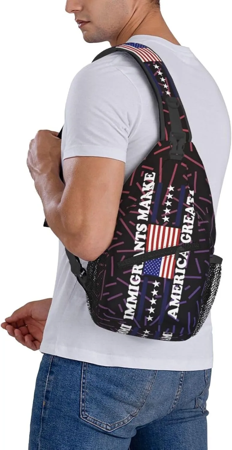 Immigrants Make America Great Small Crossbody Backpack Sling Bag For Men Women Mini One Shoulder Chest Bags Gym Sport Travel Hiking Daypack