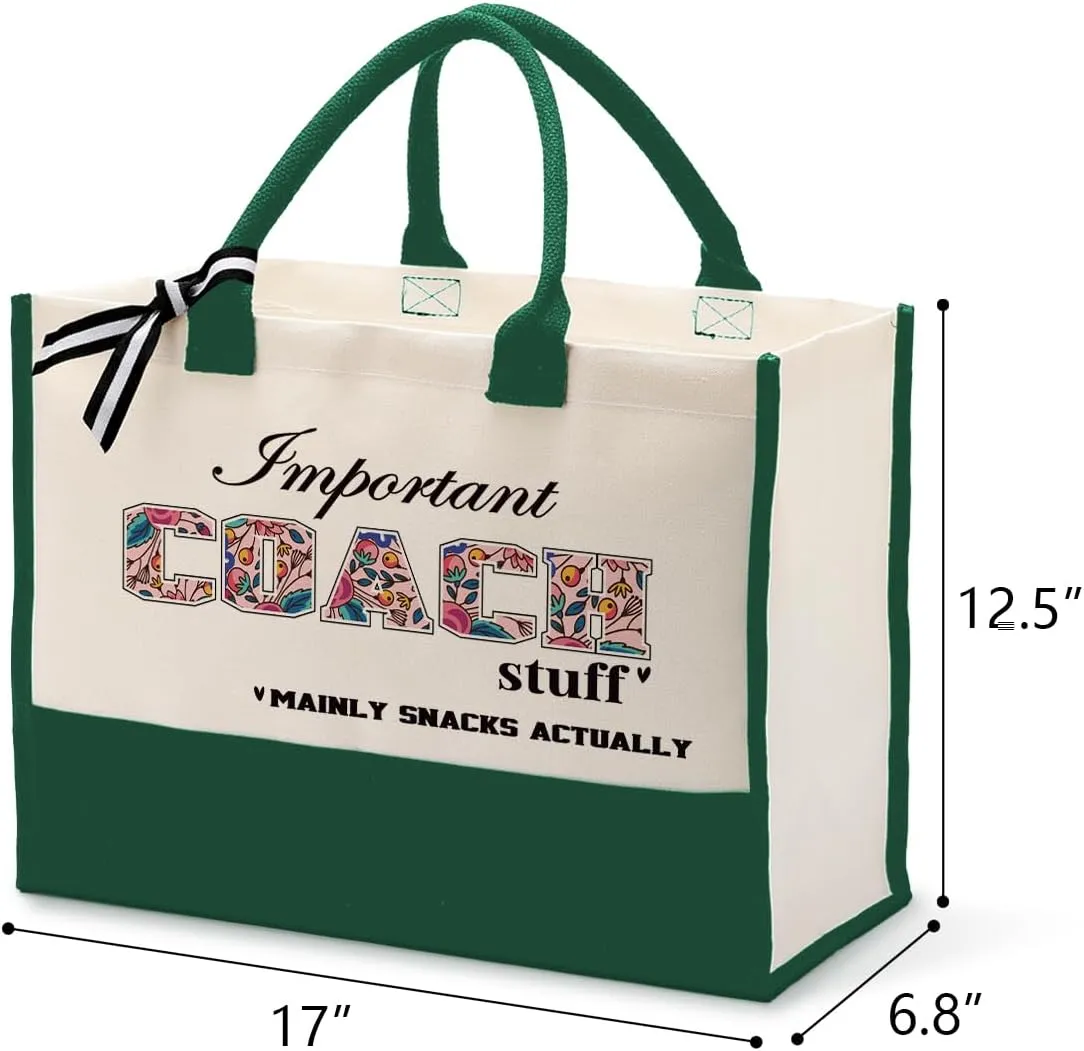 Important Coach Stuff Bag, Canvas Tote Bag for Gifting, Coach Gift Utility Tote, Shoulder Beach Bag Gift, Women Cotton Canvas Handbags, Coach Shopping Bag, Gift for Women Coach Teacher B1