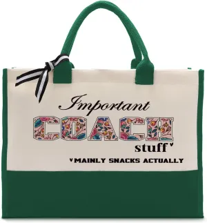 Important Coach Stuff Bag, Canvas Tote Bag for Gifting, Coach Gift Utility Tote, Shoulder Beach Bag Gift, Women Cotton Canvas Handbags, Coach Shopping Bag, Gift for Women Coach Teacher B1