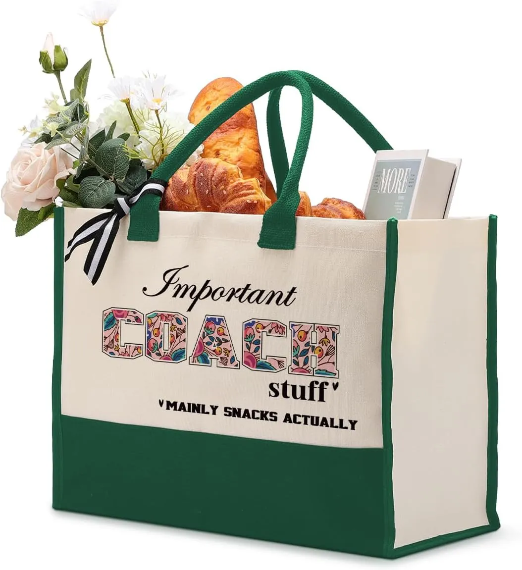 Important Coach Stuff Bag, Canvas Tote Bag for Gifting, Coach Gift Utility Tote, Shoulder Beach Bag Gift, Women Cotton Canvas Handbags, Coach Shopping Bag, Gift for Women Coach Teacher B1
