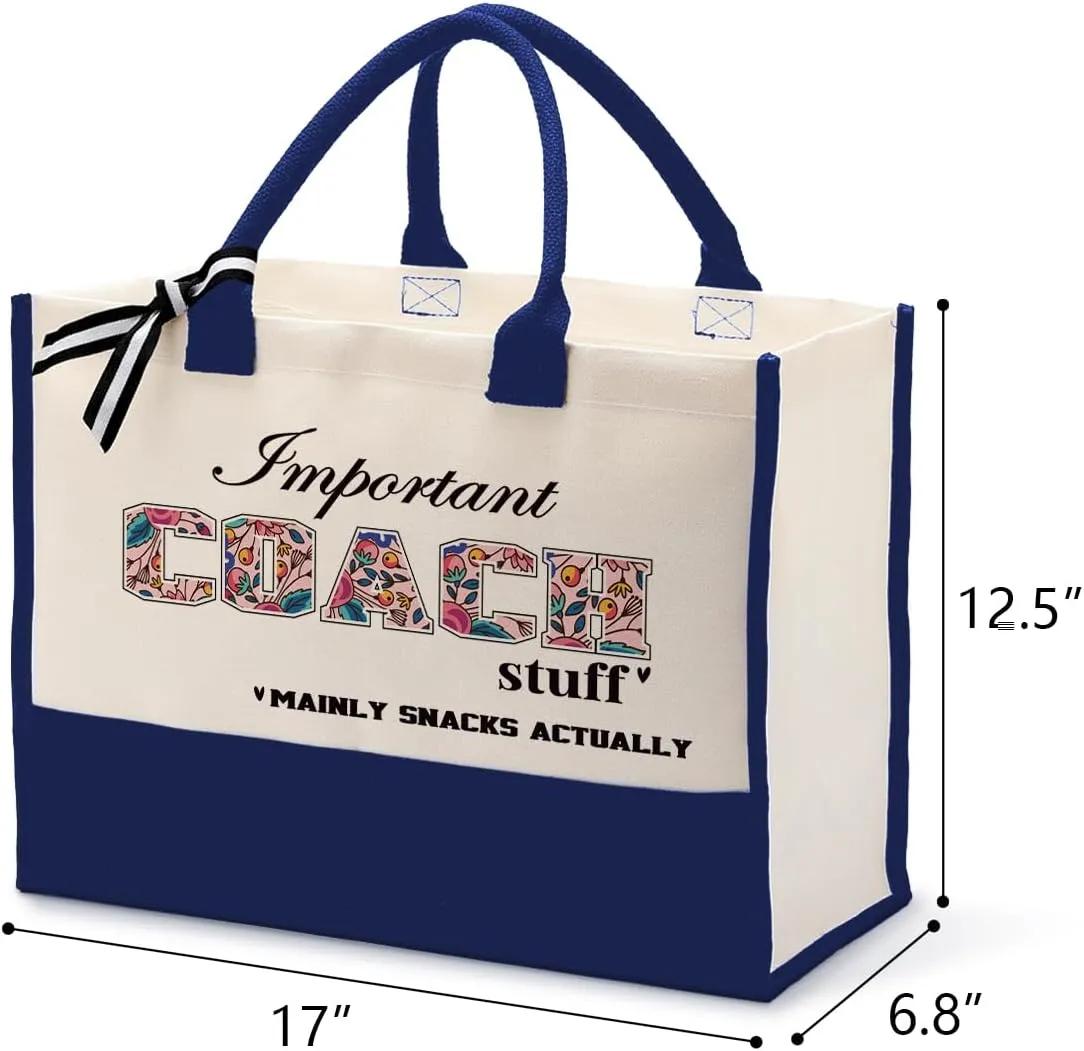 Important Coach Stuff Bag, Canvas Tote Bag for Gifting, Coach Gift Utility Tote, Shoulder Beach Bag Gift, Women Cotton Canvas Handbags, Coach Shopping Bag, Gift for Women Coach Teacher C1