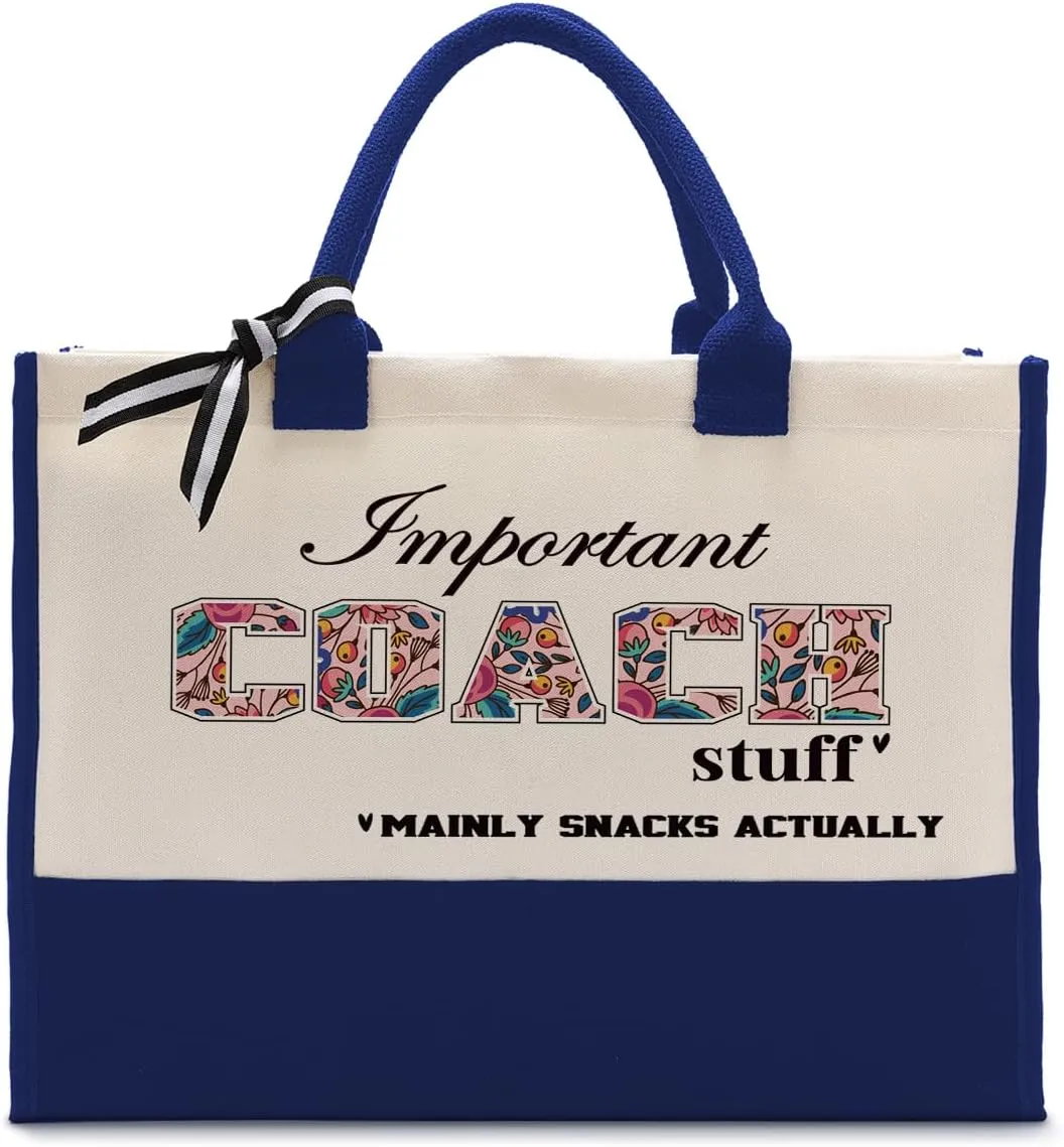 Important Coach Stuff Bag, Canvas Tote Bag for Gifting, Coach Gift Utility Tote, Shoulder Beach Bag Gift, Women Cotton Canvas Handbags, Coach Shopping Bag, Gift for Women Coach Teacher C1