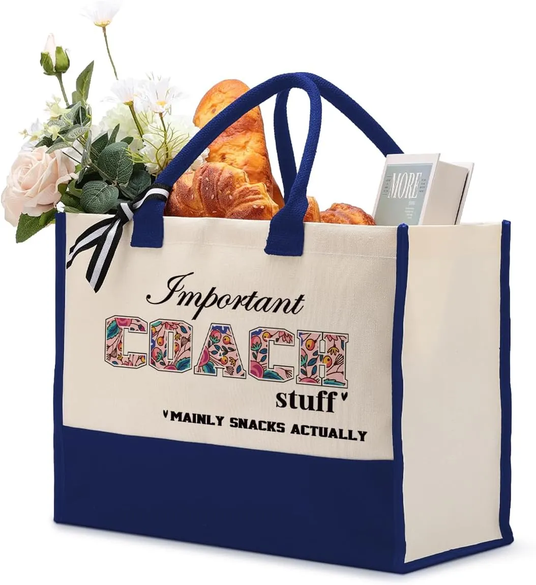 Important Coach Stuff Bag, Canvas Tote Bag for Gifting, Coach Gift Utility Tote, Shoulder Beach Bag Gift, Women Cotton Canvas Handbags, Coach Shopping Bag, Gift for Women Coach Teacher C1