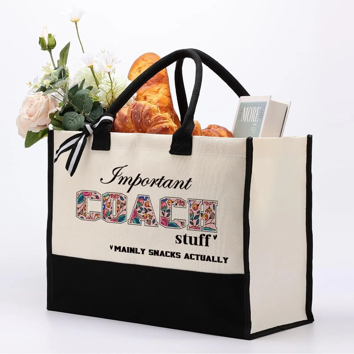 Important Coach Stuff Bag, Canvas Tote Bag for Gifting, Coach Gift Utility Tote, Shoulder Beach Bag Gift, Women Cotton Canvas Handbags, Coach Shopping Bag, Gift for Women Coach Teacher