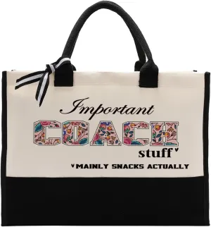 Important Coach Stuff Bag, Canvas Tote Bag for Gifting, Coach Gift Utility Tote, Shoulder Beach Bag Gift, Women Cotton Canvas Handbags, Coach Shopping Bag, Gift for Women Coach Teacher