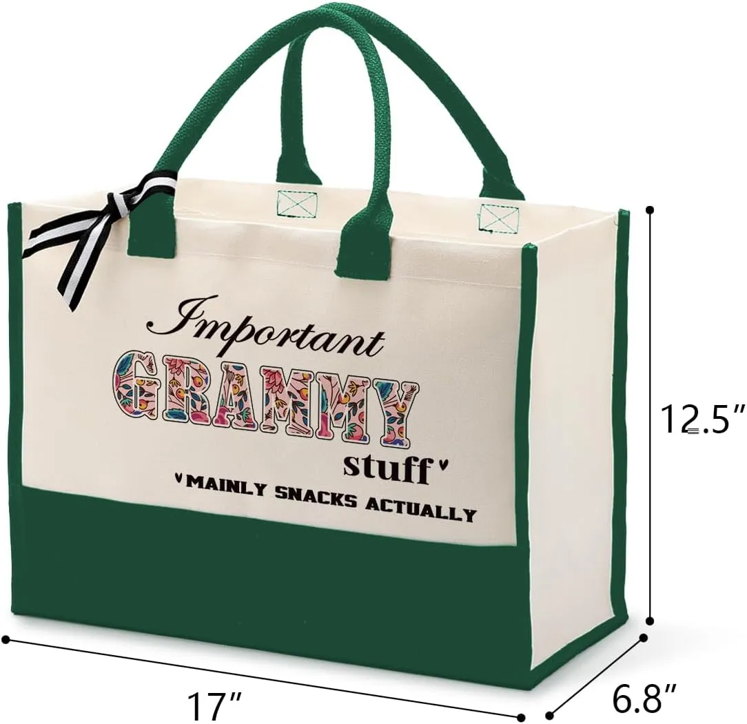 Important Grammy Stuff Bag, Canvas Tote Bag for Gifting, Grammy Gift Utility Tote, Shoulder Beach Bag, Women Cotton Canvas Handbags, Grammy Birthday Gift, Mother's Day for Her Mom Grammy Grandma B1