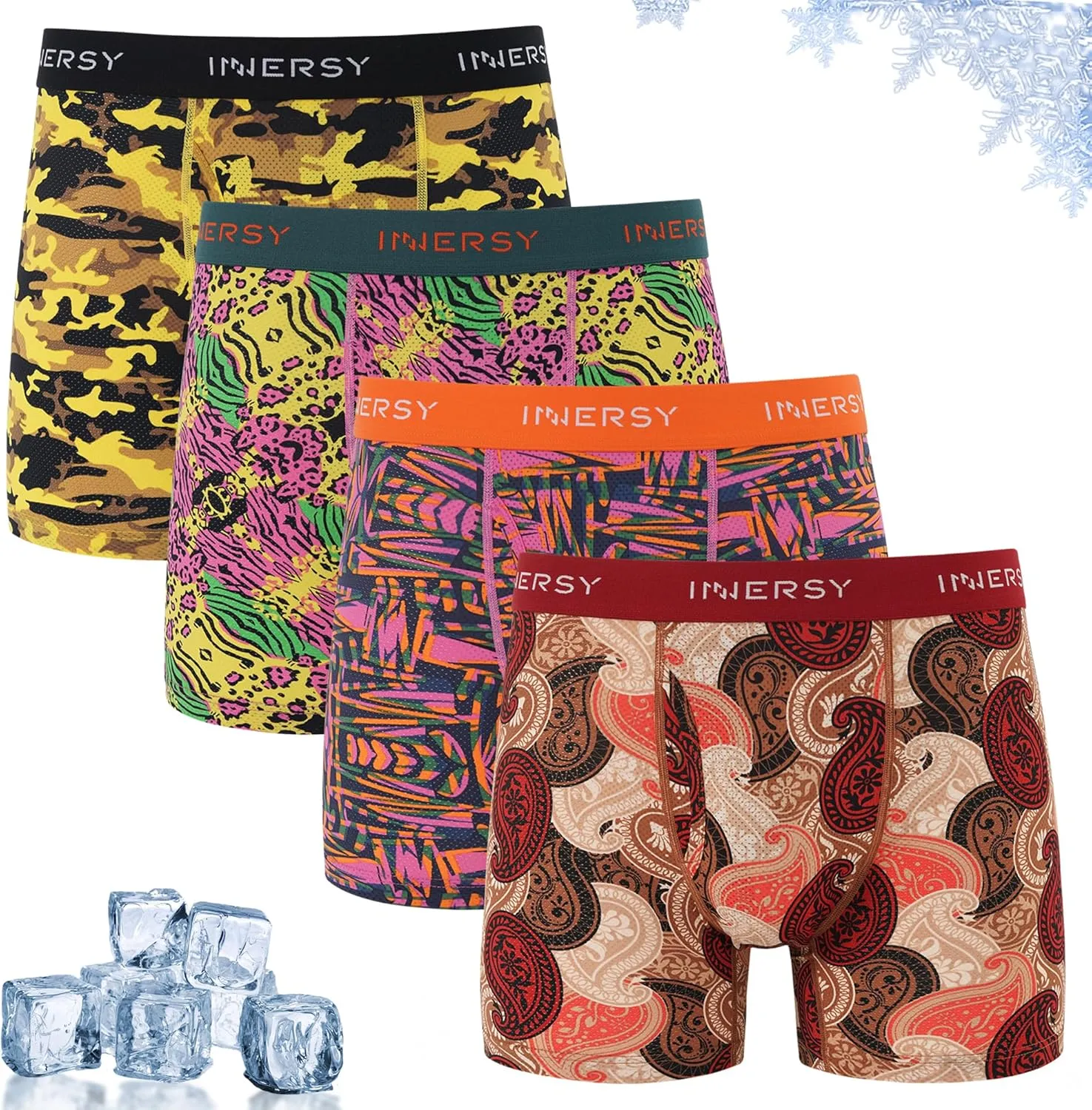 INNERSY Men's Breathable Mesh Boxer Briefs Cooling Moisture Wicking Underwear for Summer 4-Pack