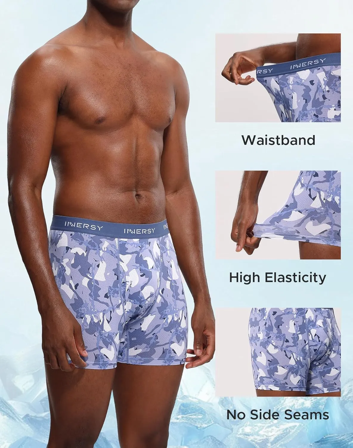 INNERSY Men's Breathable Mesh Boxer Briefs Cooling Moisture Wicking Underwear for Summer 4-Pack