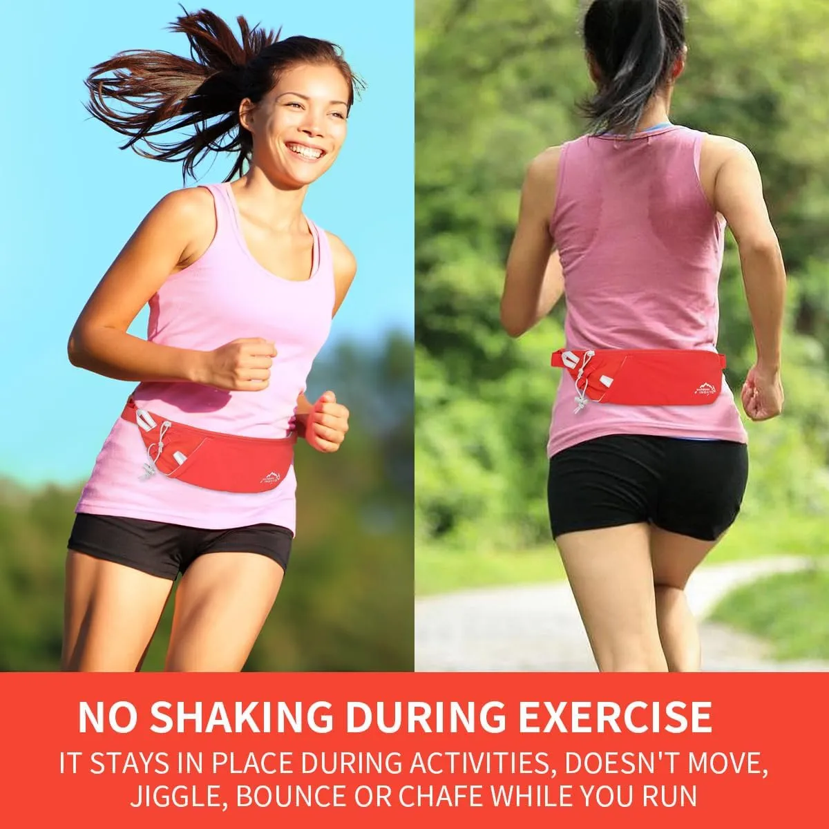 INOXTO Slim Running Belt Fanny Pack for Women and Men Sports Waist Bag Pack with 300ml Water Bottle for Running Walking Cycling Hiking Reflective Running Pouch Belt for All Phones (Orange)
