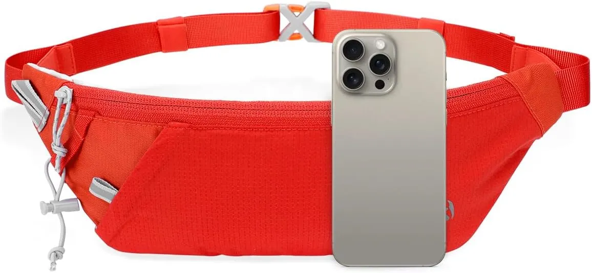 INOXTO Slim Running Belt Fanny Pack for Women and Men Sports Waist Bag Pack with 300ml Water Bottle for Running Walking Cycling Hiking Reflective Running Pouch Belt for All Phones (Orange)