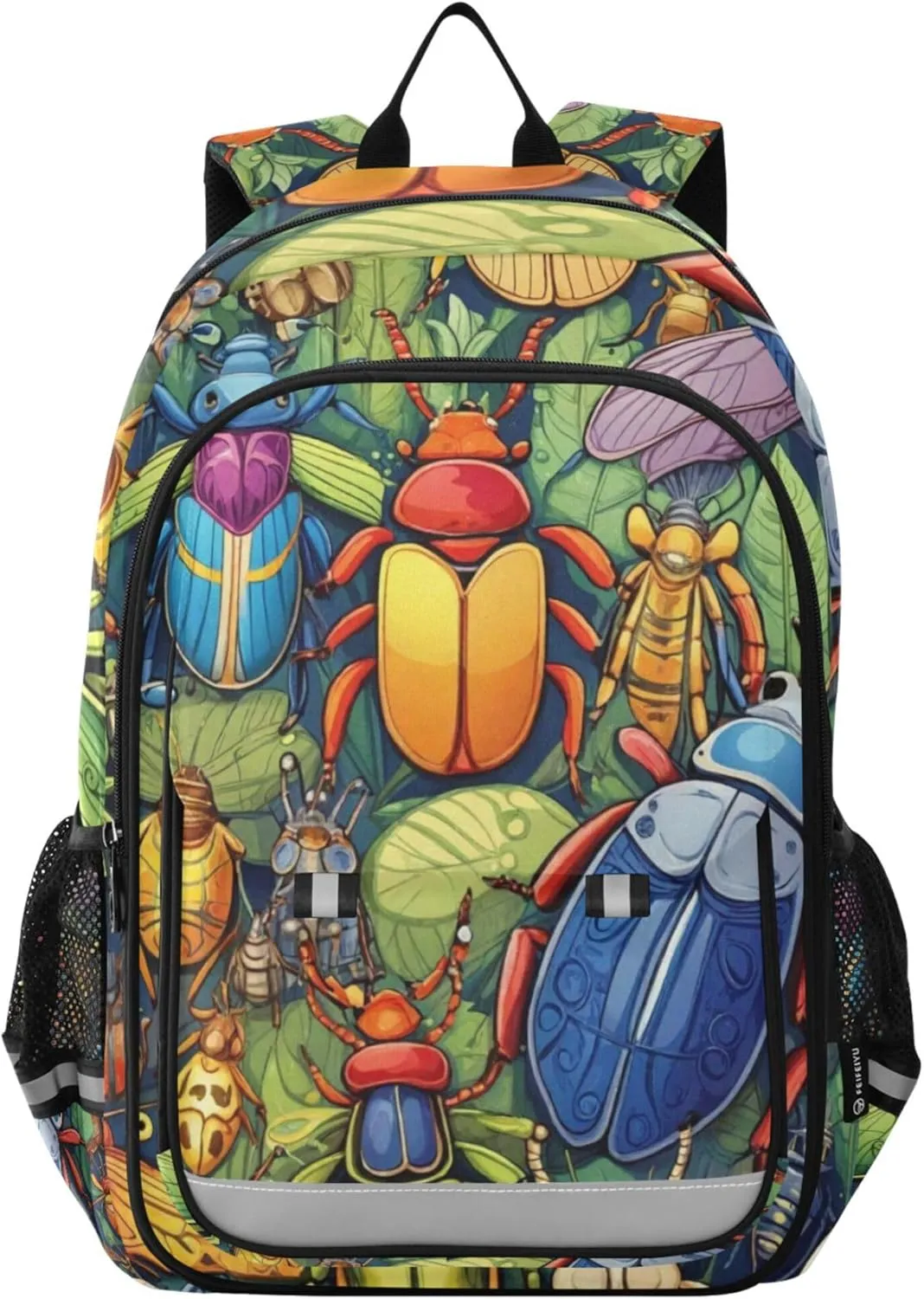 Insect Beetles Cartoon Backpack Lightweight Bookbag Travel Backpack College School Laptop Bag with Reflective Stripes