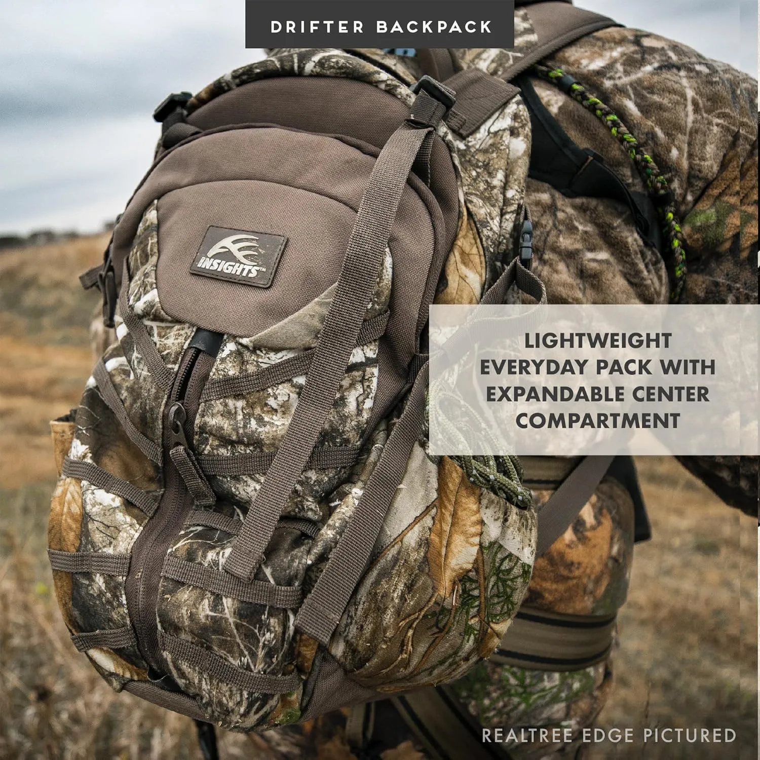 Insights Hunting by frogg toggs– The Drifter Backpack, Lightweight Camouflaged Day Pack holds Decoy, two H20 Bottles, Realtree APX, One Size