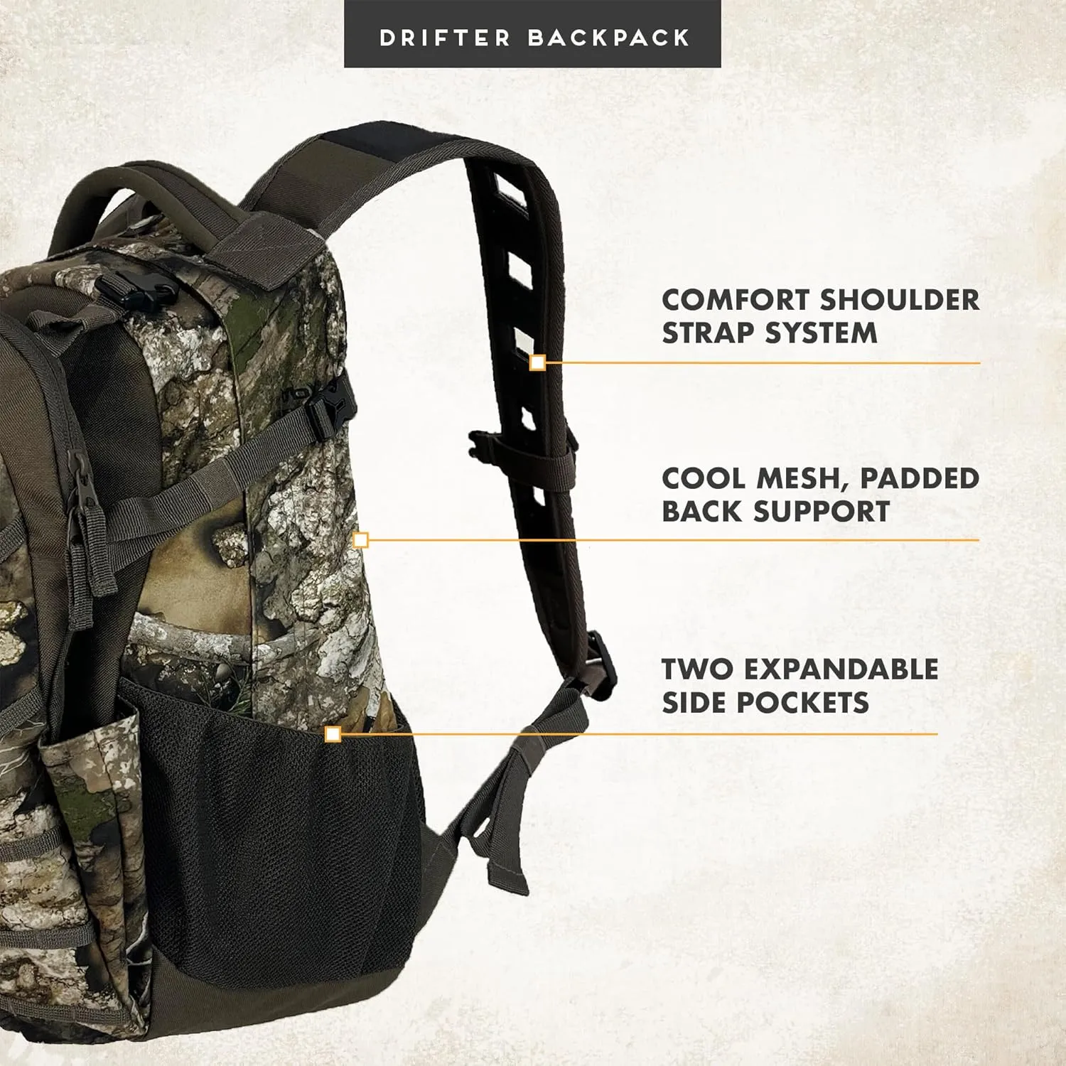 Insights Hunting by frogg toggs– The Drifter Backpack, Lightweight Camouflaged Day Pack holds Decoy, two H20 Bottles, Realtree APX, One Size