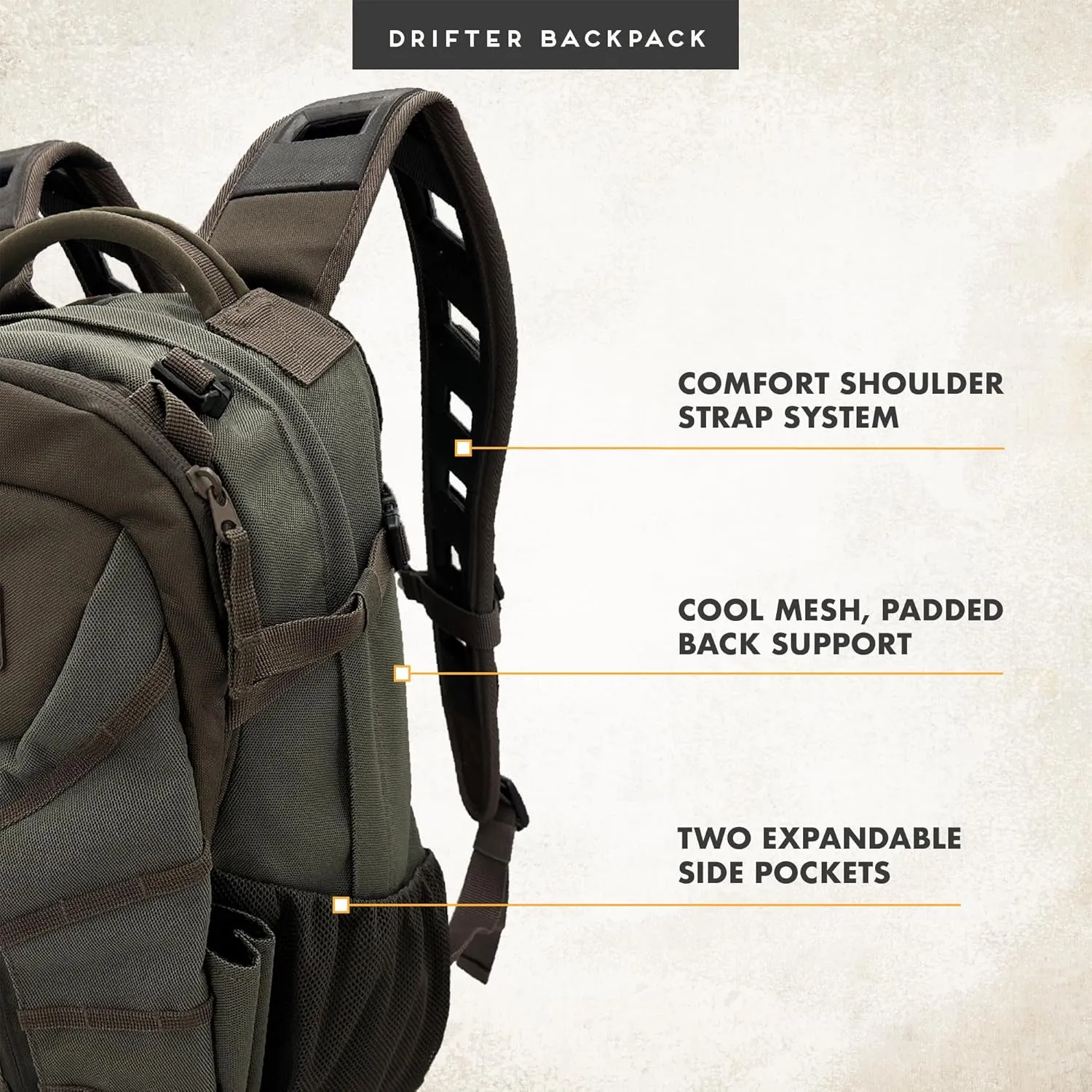 Insights Hunting by frogg toggs– The Drifter Backpack, Lightweight Camouflaged Day Pack holds Decoy, two H20 Bottles, Solid Elements Gray, One Size
