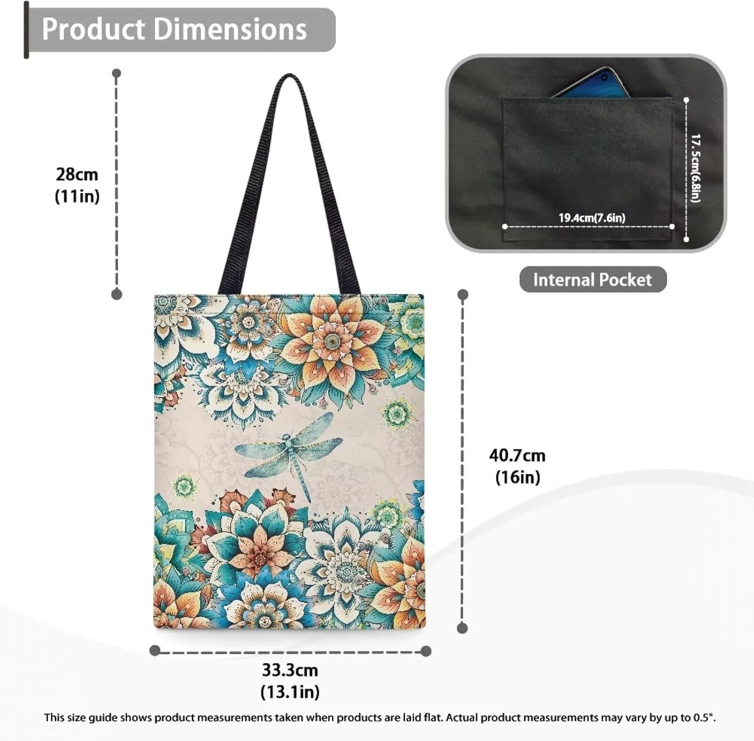 INSTANTARTS Cute Cartoon Chicken Cat Heavy Duty Gusseted Canvas Shoulder Handbag Reusable Linen Tote