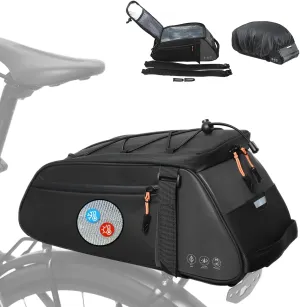 Insulated Bike Rear Rack Bag with Rain Cover, 10L Reflective Waterproof Saddle Panniers for Bicycles, Trunk Carrier, Cycling Back Seat Storage Pouch for Warm or Cold Items for Travel Commute
