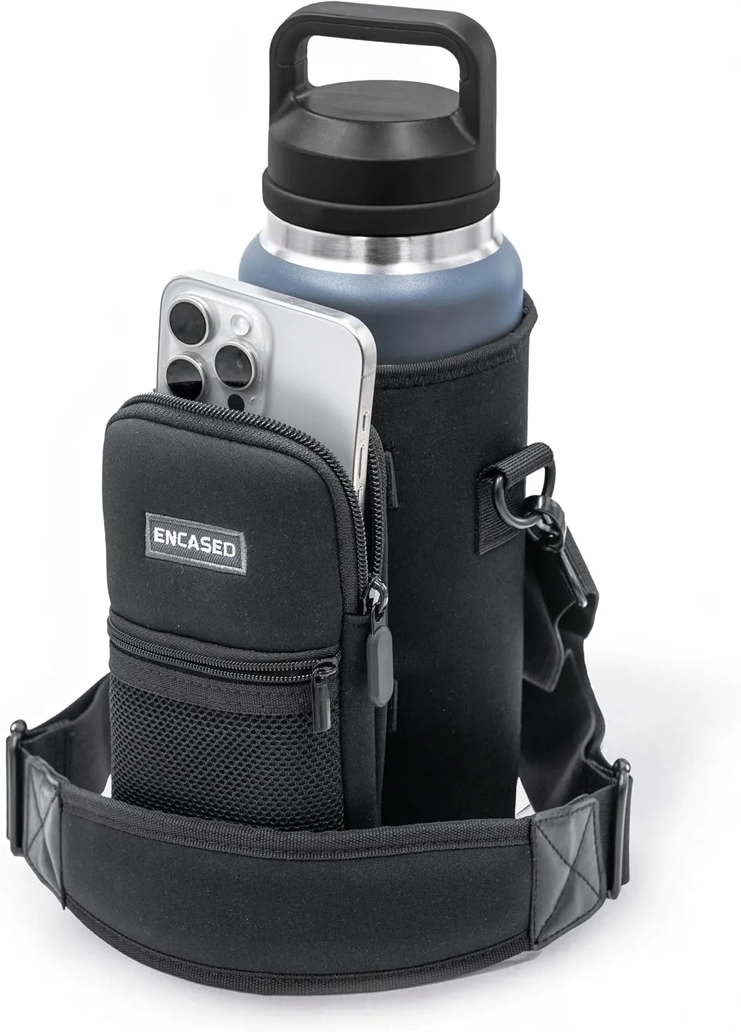 Insulated Carrier Bag Designed for YETI Rambler 36oz Water Bottle with Large Storage Pocket, Hand Strap and Padded Shoulder Sling, Travel Sleeve for Phone Storage and Accessories (Neoprene)