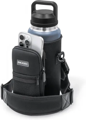 Insulated Carrier Bag Designed for YETI Rambler 36oz Water Bottle with Large Storage Pocket, Hand Strap and Padded Shoulder Sling, Travel Sleeve for Phone Storage and Accessories (Neoprene)