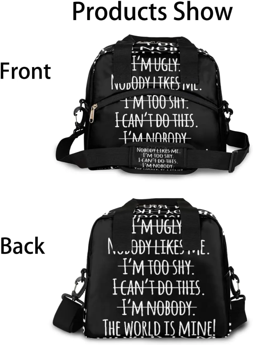 Insulated Lunch Bag Women Men Motivational Quotation Large Reusable Lunch Box Leakproof Lunch Tote Bag Cooler Bag with Adjustable Shoulder Strap Travel Picnic Work Beach