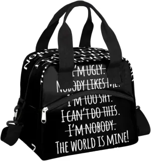 Insulated Lunch Bag Women Men Motivational Quotation Large Reusable Lunch Box Leakproof Lunch Tote Bag Cooler Bag with Adjustable Shoulder Strap Travel Picnic Work Beach