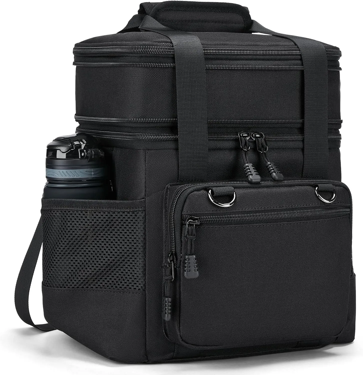 Insulated Lunch Box for Men/Women: Reusable Lunch Bag for Work Office Daytrip Picnic Beach - Leakproof Cooler Tote Bag Organizer for Adults - Black