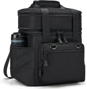 Insulated Lunch Box for Men/Women: Reusable Lunch Bag for Work Office Daytrip Picnic Beach - Leakproof Cooler Tote Bag Organizer for Adults - Black
