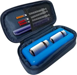 Insulin Cooler Travel Case TSA Approved - Insulated Diabetic Supplies Organizer for Insulin Pens, Portable & Durable Cooler Bag for Travel, Compact Design for Diabetics (Navy Blue)