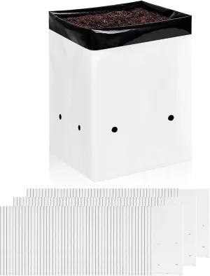 iPower 150-Pack 3 Gallon Grow Bags Black and White Panda Film Containers for Plants, Seedling and Rooting, Square Shape
