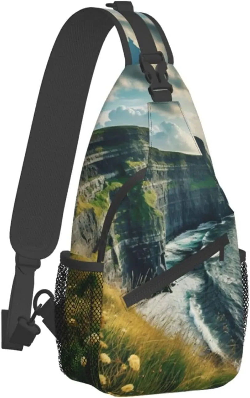 Ireland Outdoors County Clare The Cliffs 1 High Storage Capacity Chest Bag Diagonally Sling Backpack Crossbody Shoulder Bag For Men Women