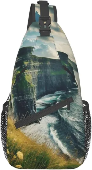 Ireland Outdoors County Clare The Cliffs 1 High Storage Capacity Chest Bag Diagonally Sling Backpack Crossbody Shoulder Bag For Men Women