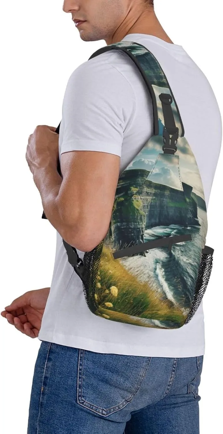 Ireland Outdoors County Clare The Cliffs 1 High Storage Capacity Chest Bag Diagonally Sling Backpack Crossbody Shoulder Bag For Men Women