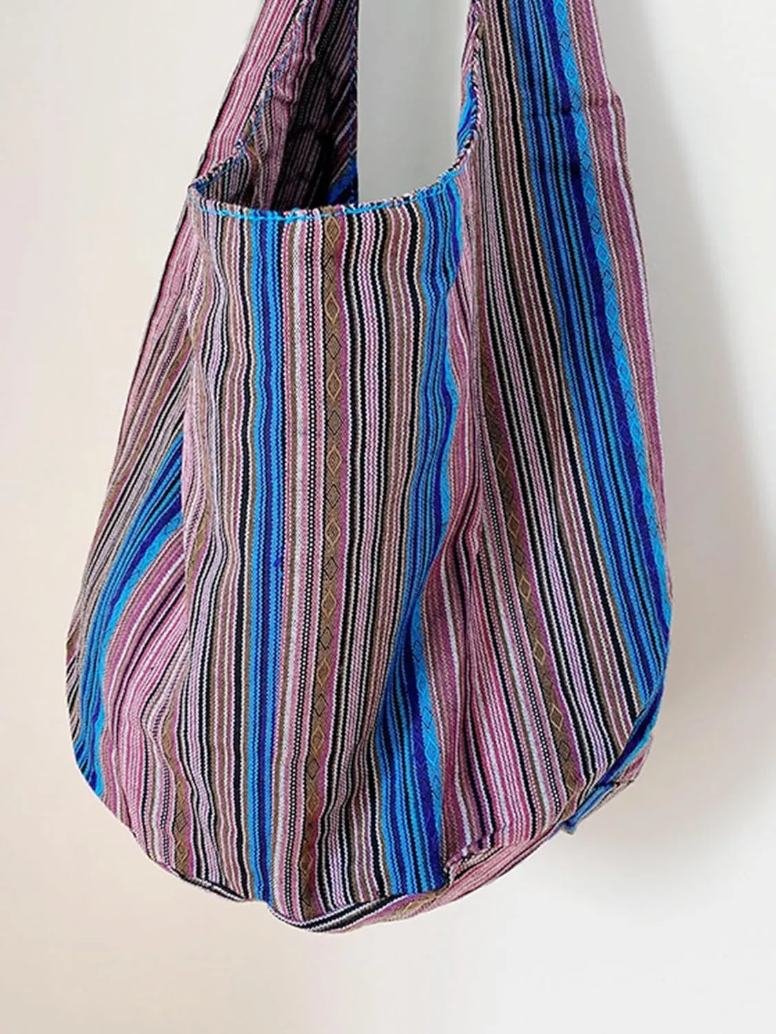 Irsutey Women One Shoulder Hand-Held Cotton Linen Jacquard Canvas Casual Shopping Bag