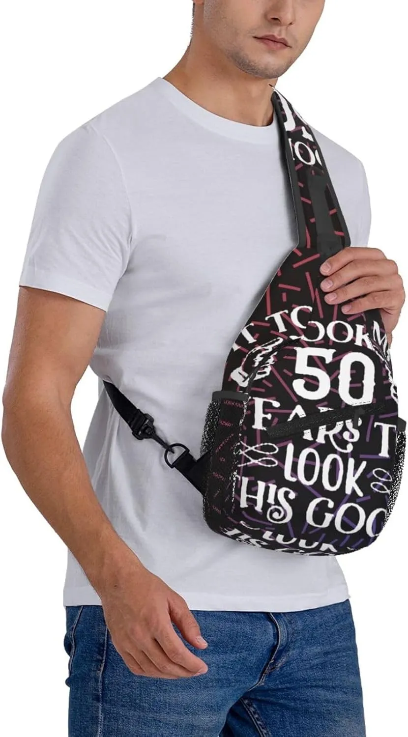It Took Me 50 Years To Look This Good Small Crossbody Backpack Sling Bag For Men Women Mini One Shoulder Chest Bags Gym Sport Travel Hiking Daypack