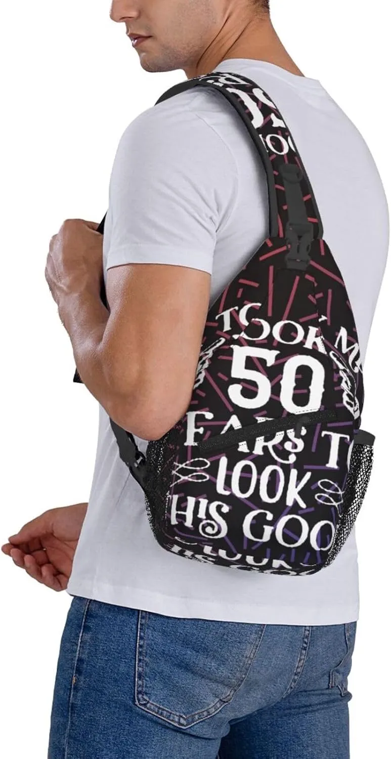 It Took Me 50 Years To Look This Good Small Crossbody Backpack Sling Bag For Men Women Mini One Shoulder Chest Bags Gym Sport Travel Hiking Daypack