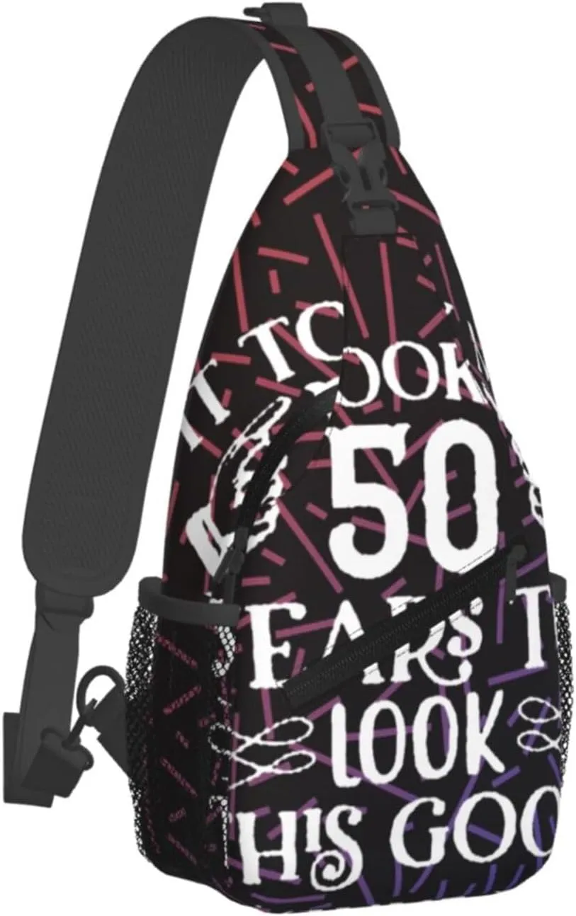 It Took Me 50 Years To Look This Good Small Crossbody Backpack Sling Bag For Men Women Mini One Shoulder Chest Bags Gym Sport Travel Hiking Daypack