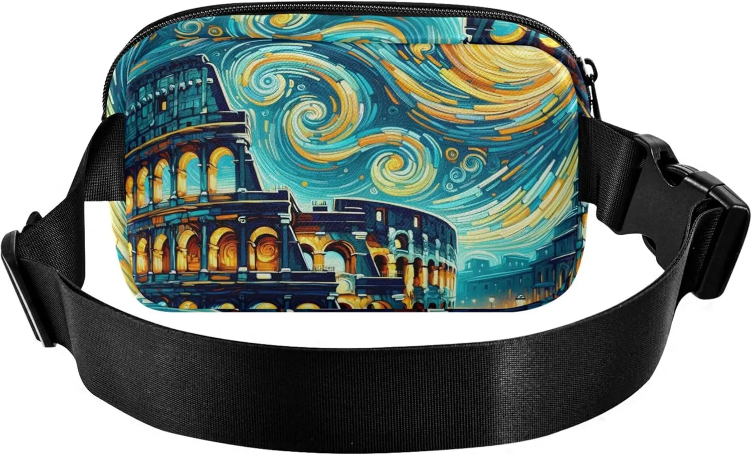 Italy Roman Colosseum Sky Women Fanny Pack Flower Hip Pack Belt Bag Waterproof Waist Purse for Women