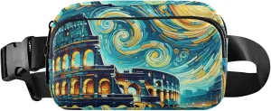Italy Roman Colosseum Sky Women Fanny Pack Flower Hip Pack Belt Bag Waterproof Waist Purse for Women