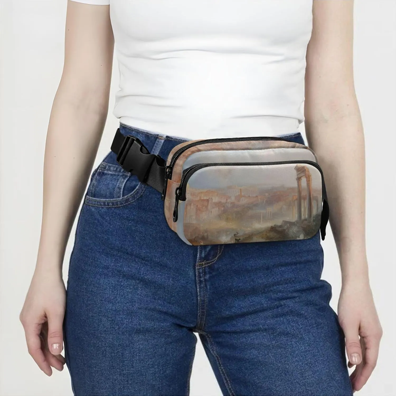 J m W Turner Prints Modern Rome Fanny Packs Women Waterproof Belt Bag Hip Pouch Cute Waist Pouches for Men