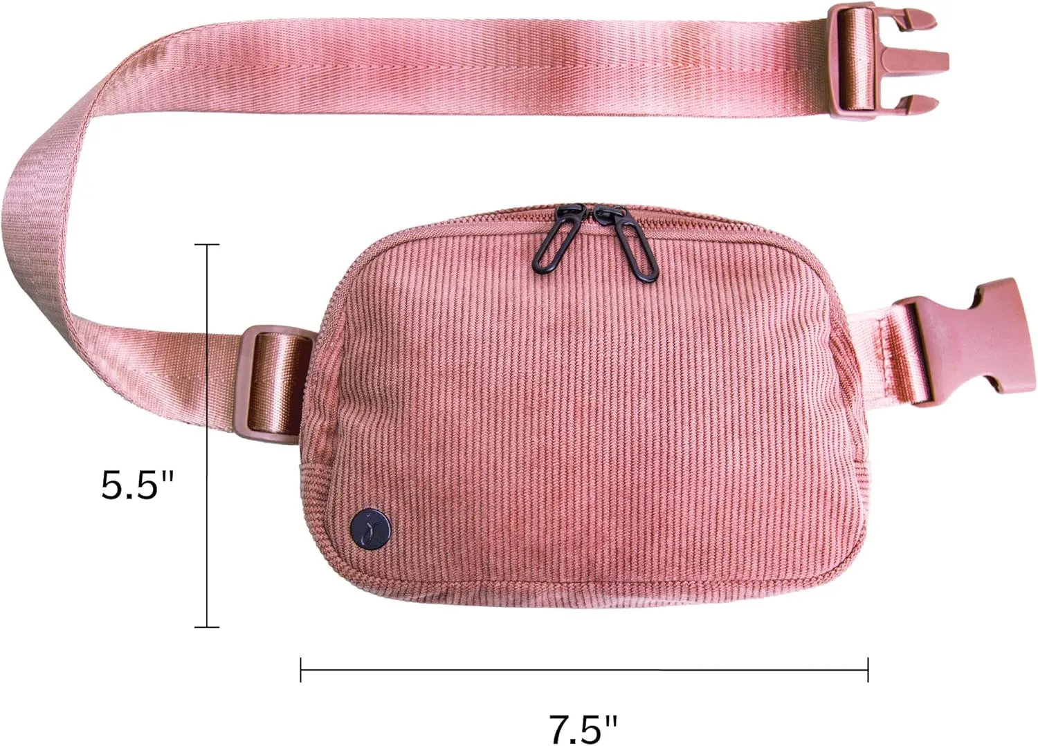 Jadyn Belt Bag, Casual Crossbody and Belt Fanny Pack for Women and Men, Adjustable Strap, Multiple Pockets, Durable Material (Pink Corduroy)