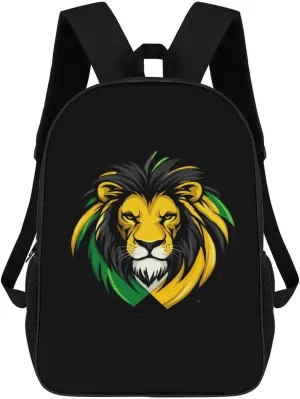 Jamaican Flag Lion Travel Backpack 17 Inch Laptop Bag Carry On Backpack Casual Daypack for Weekender Business Hiking