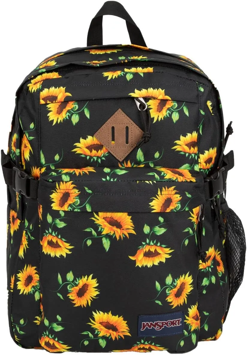 JanSport Main Campus Backpack - Travel or Work backpack w 15-Inch Laptop Sleeve and Dual Water Bottle Pockets, Sunflower Black