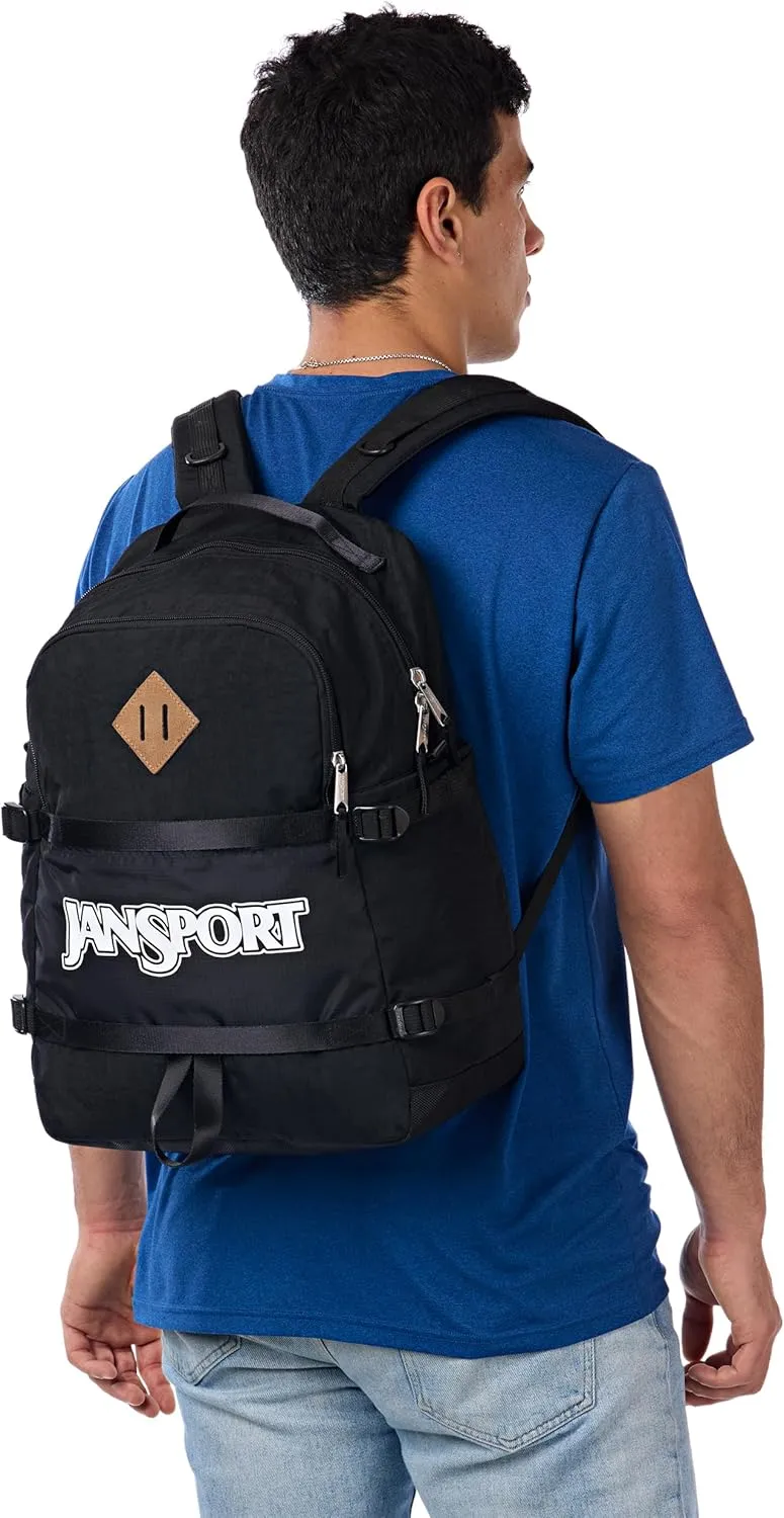 JanSport Small Seattle Pack – Compact Backpack with Main Compartment, Dual Water Bottle Pockets, and Padded Sleeve for 15-Inch Laptop, Black