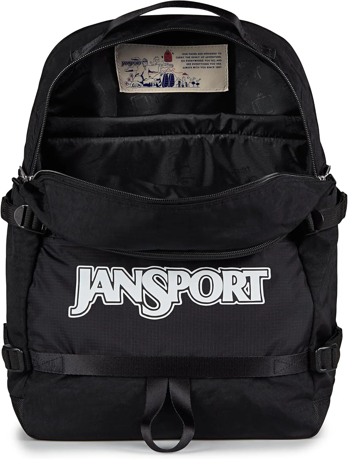 JanSport Small Seattle Pack – Compact Backpack with Main Compartment, Dual Water Bottle Pockets, and Padded Sleeve for 15-Inch Laptop, Black