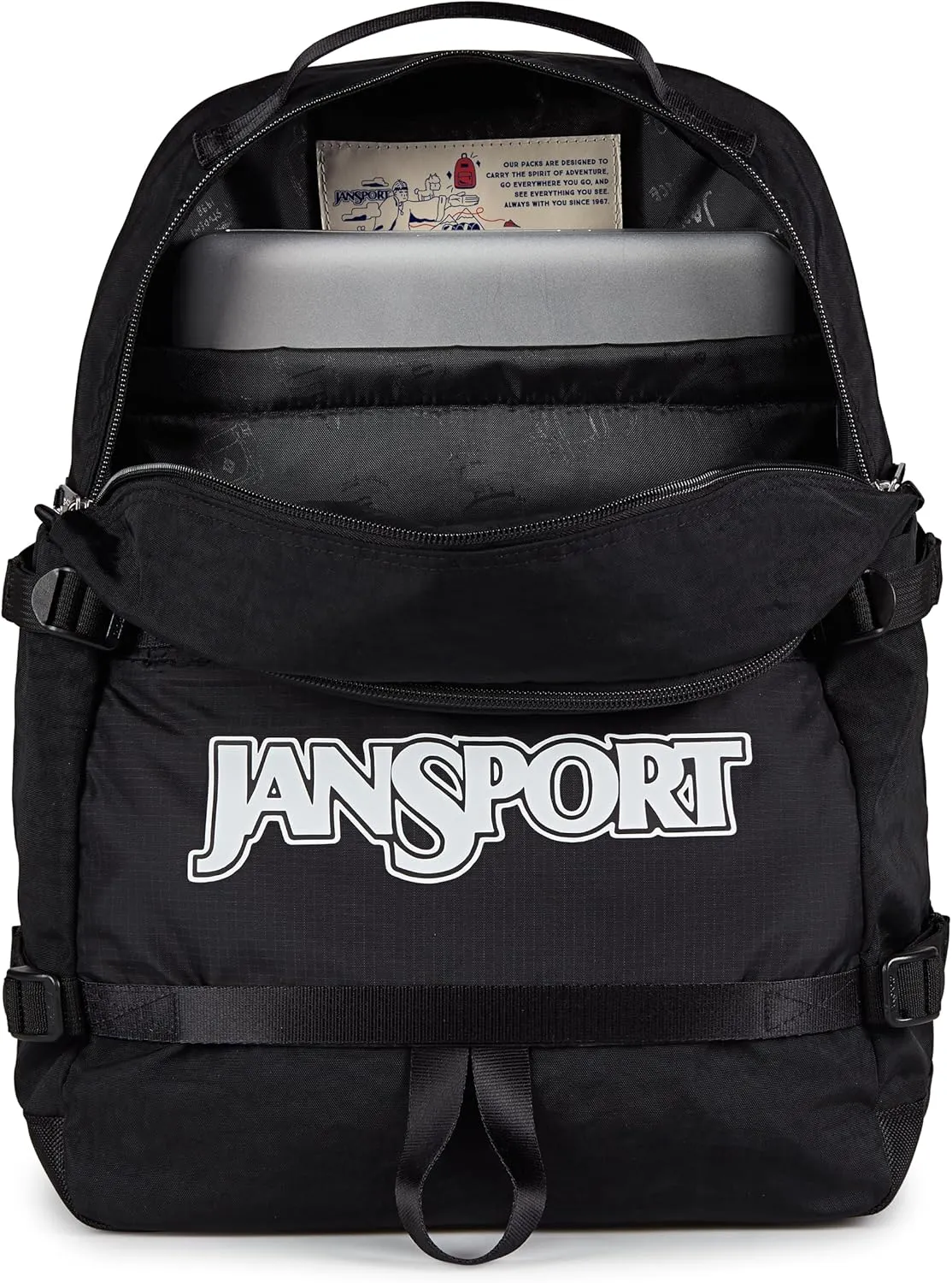 JanSport Small Seattle Pack – Compact Backpack with Main Compartment, Dual Water Bottle Pockets, and Padded Sleeve for 15-Inch Laptop, Black
